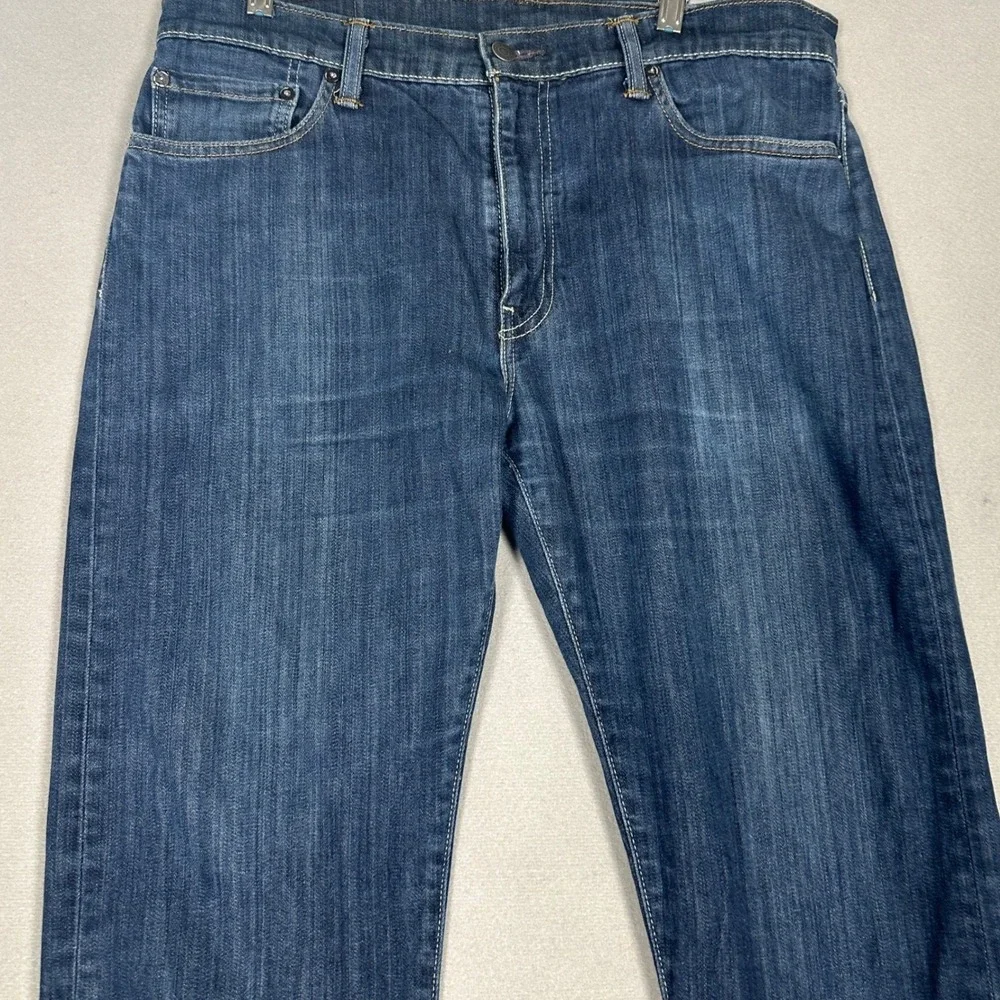 Levis 504 Jeans Mens 36X32 Blue Regular Straight Fit Dark Wash Stretch Denim